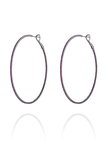 Black Gold & Ruby Hoop Earrings, 1