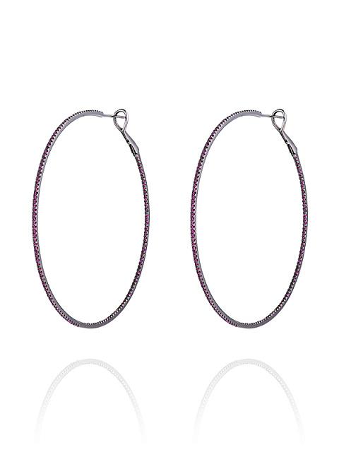 Black Gold & Ruby Hoop Earrings, 1