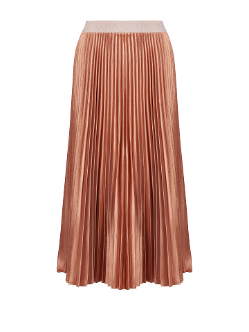 Bronze Pleated Midi Skirt, 1