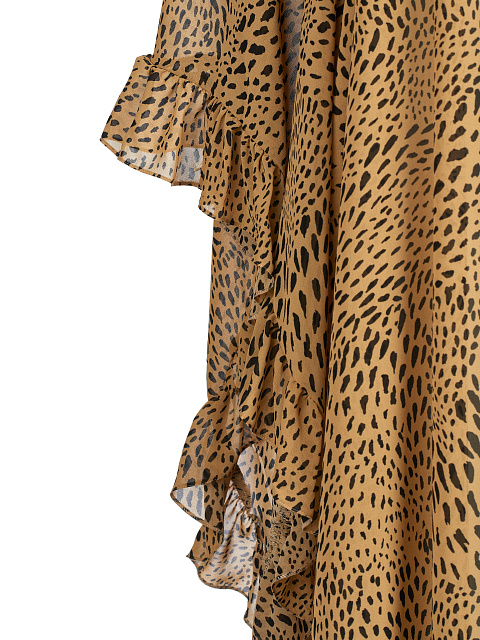 Leopard Printed Rayon Ruffled Mini Dress, 3
