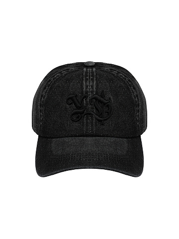 Black YD Embroidered Denim Cap, 2