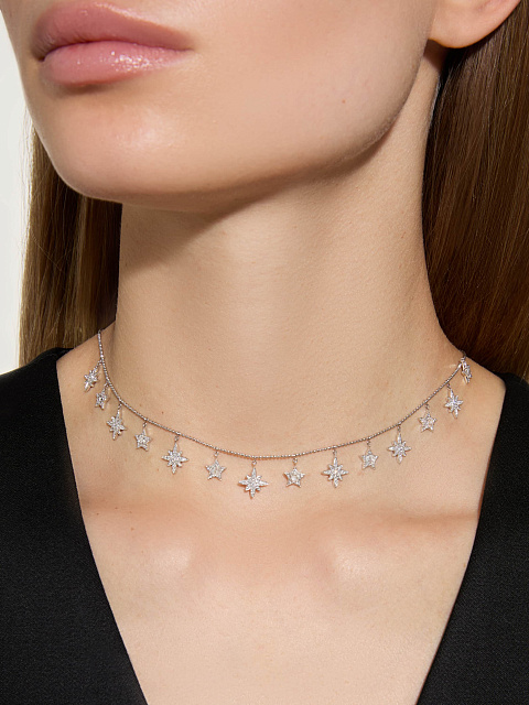 White gold necklace with star-shaped pendants, 2