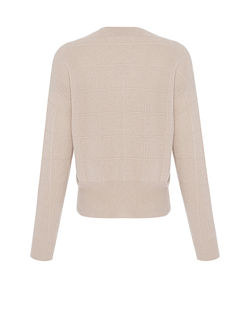 Beige Cashmere V-neck Sweater, 2