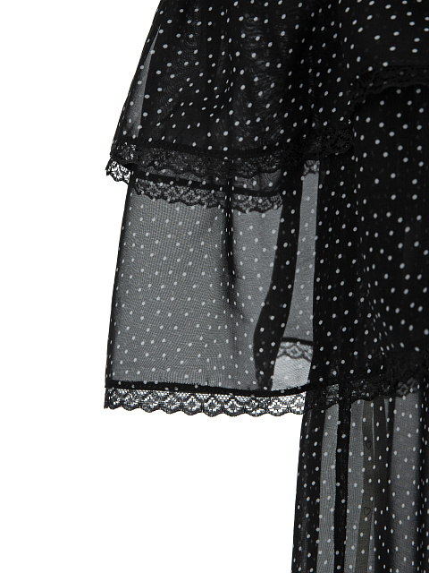 Black Chiffon Polka Dot Off Shoulder Top, 3