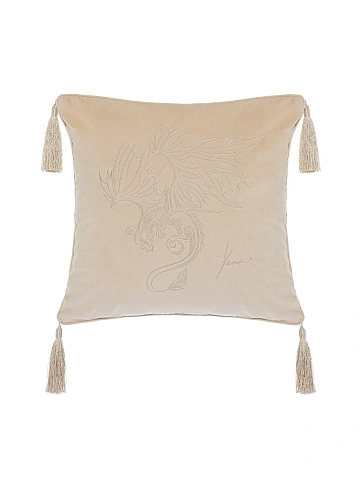 Beige velvet dragon cushion, 1