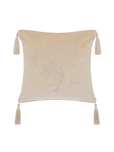 Beige velvet dragon cushion, 1