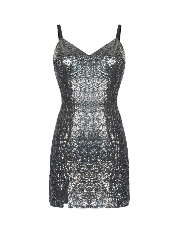 Silver Sequined Mini Dress, 1