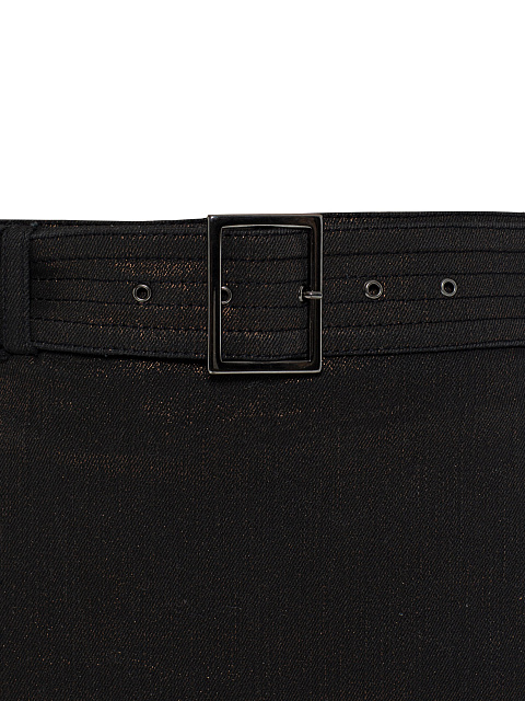 Black Denim Lurex Pencil Skirt, 3