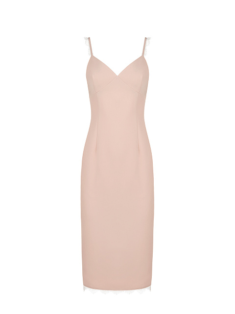 Pink Lace Trimmed Midi Dress, 1 Pink Lace Trimmed Midi Dress, 1