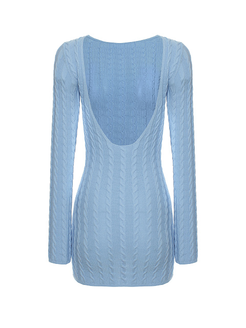 Blue knitted mini dress with open back, 2