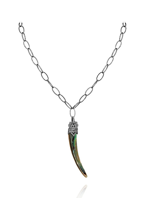 Black Gold, Mother-of-pearl & Grey Diamonds Necklace, 1 Black Gold, Mother-of-pearl & Grey Diamonds Necklace, 1