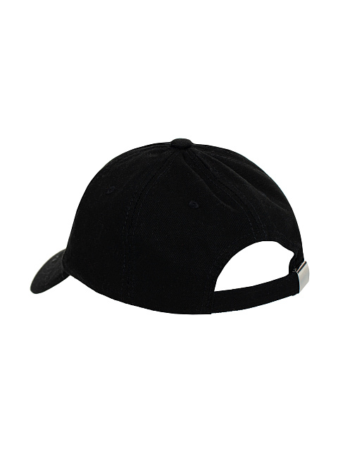 Black Distressed Denim Cap With Rings, 3