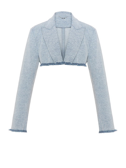 Light Blue Washed Denim Bolero Jacket, 1