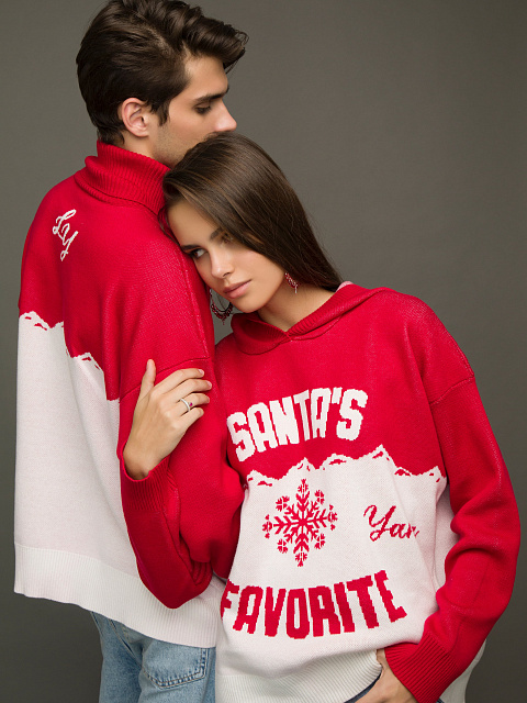 Red & White Santa's Favorite Hooded Sweater, 9