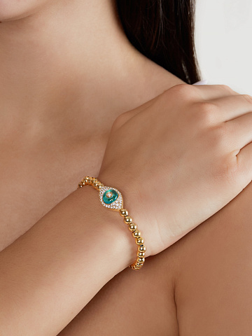 Blue Quartz, Round Diamond & Gold Bracelet, 2