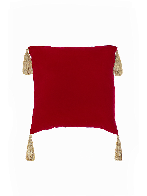 Red Velvet Embroidered Pillow, 2