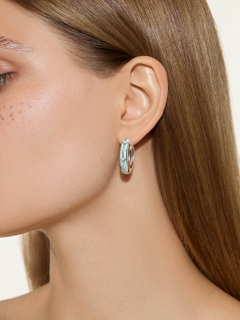 Paraiba-colored enamel hoops, 3