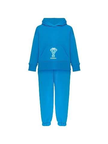 Kid's Blue Embroidered Jersey Tracksuit, 1