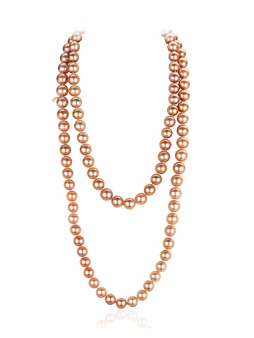 Orange-pink pearl necklace, 1