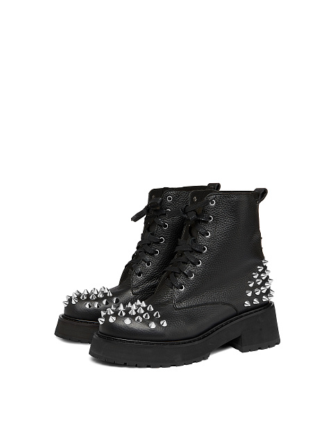 Monochrome Black Leather Studded Boots, 1 Monochrome Black Leather Studded Boots, 1