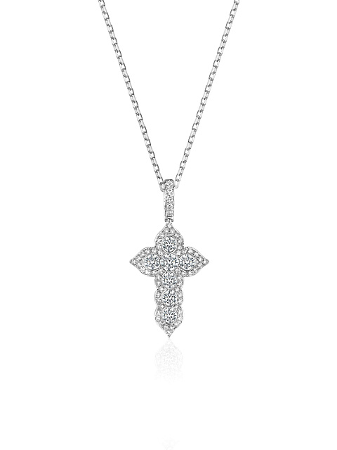 White gold cross necklace with diamonds, 1