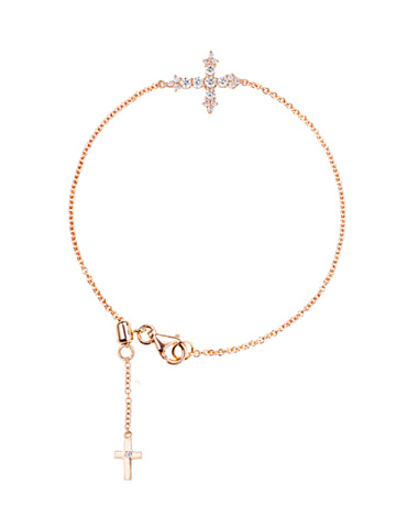 Rose gold bracelet with round brilliant-cut diamonds, 1