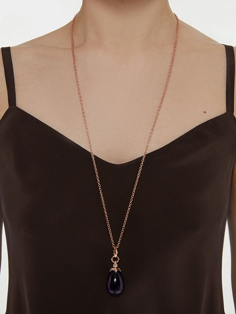 Gold Plated Silver, Amethyst & Cubic Zirconia Necklace, 2