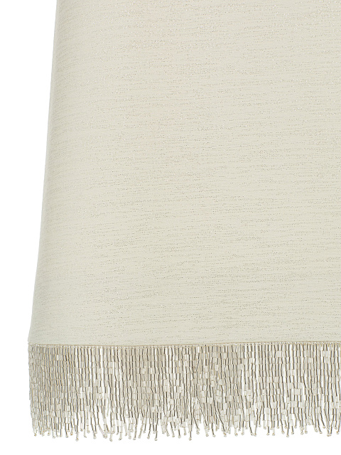 Milk-colored suit with jacket and midi skirt with beaded fringe, 7