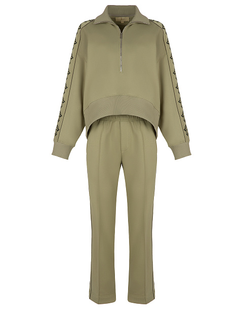 Olive Green Cross Embroidered Jersey Suit, 1 Olive Green Cross Embroidered Jersey Suit, 1