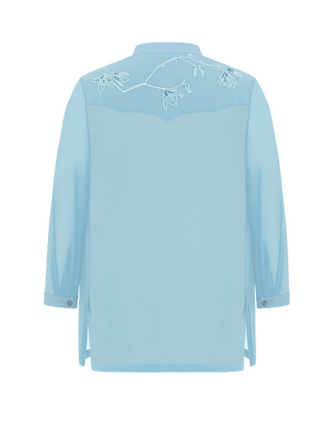 Light Blue Embroidered Chiffon Shirt, 2