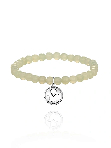 Silver bracelet with pendant and jadeite beads, 1