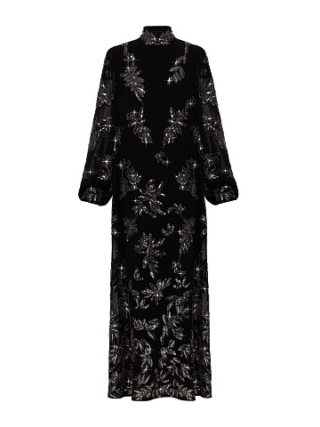 Black Sequin Maxi Dress & Scarf Set, 1
