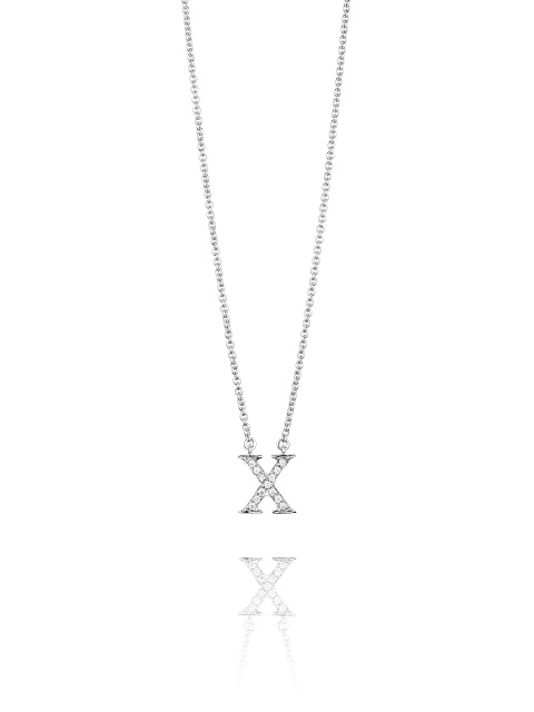 White Gold & Diamonds Letter "X" Necklace, 1