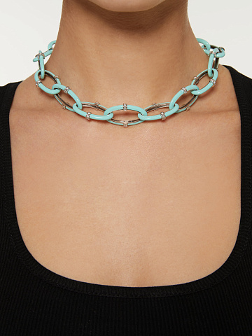 White gold necklace with Paraiba-colored enamel and diamonds, 2