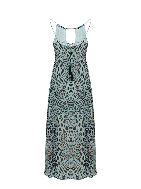 Light Blue Leopard Print Midi Dress, 2