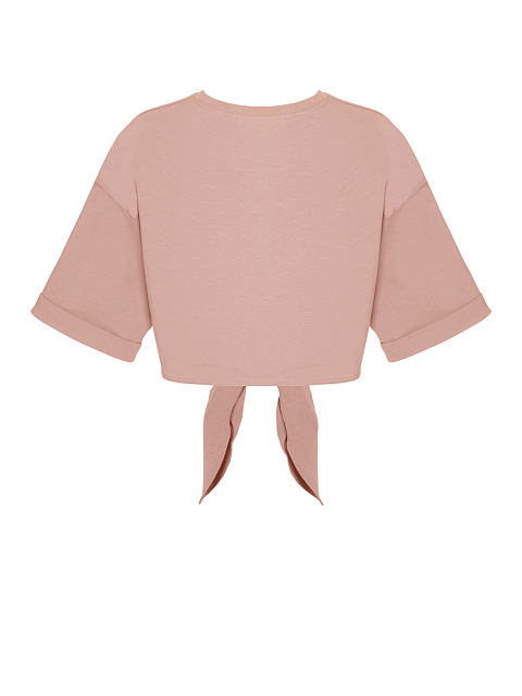 Pink cropped knotted T‑shirt, 2