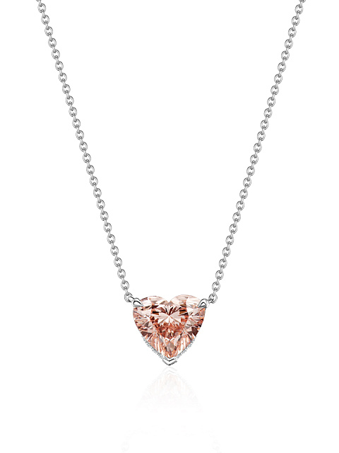 White gold necklace with a pink LG diamond in a heart cut, 1