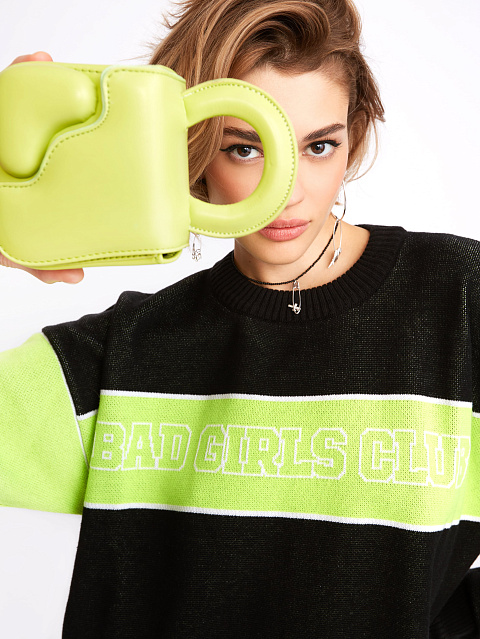 Black & Neon Green Bad Girls Club Sweater, 8