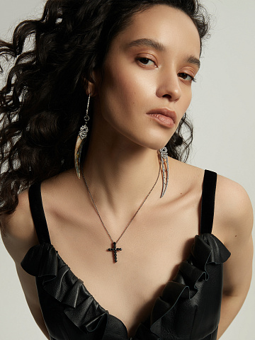 Black Gold & Black Diamonds Cross Necklace, 2