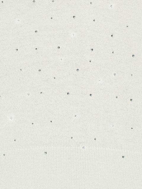 White Rhinestone Cashmere Pullover, 3