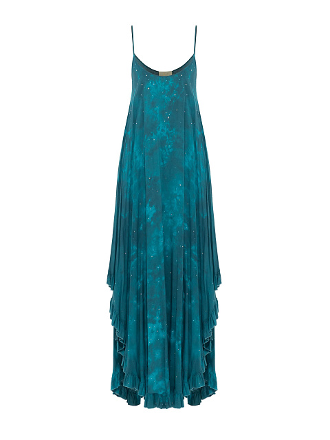 Turquoise Viscose Sundress With Crystals, 1 Turquoise Viscose Sundress With Crystals, 1