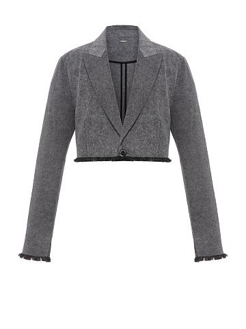 Grey Cropped Washed Denim Jacket, 1