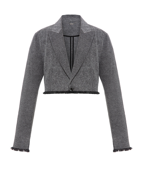 Grey Cropped Washed Denim Jacket, 1