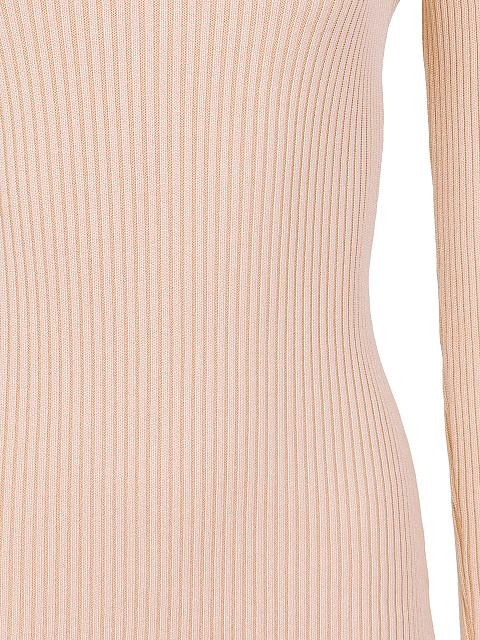 Pink Rib Knit Turtleneck Mini Dress, 3