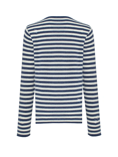 White And Blue Men's Long Sleeve Striped With Holes, 2