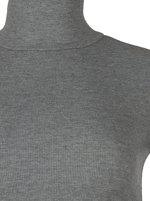 Grey Ribbed Cotton L/S Turtleneck Bodysuit, 3