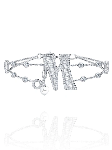 “M” bracelet in white gold with diamonds, 1