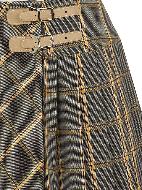 Grey & Beige Checked Mini Skirt, 3