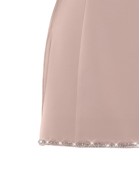 Rhinestones Trimmed Dust Rose Satin Mini Dress, 3