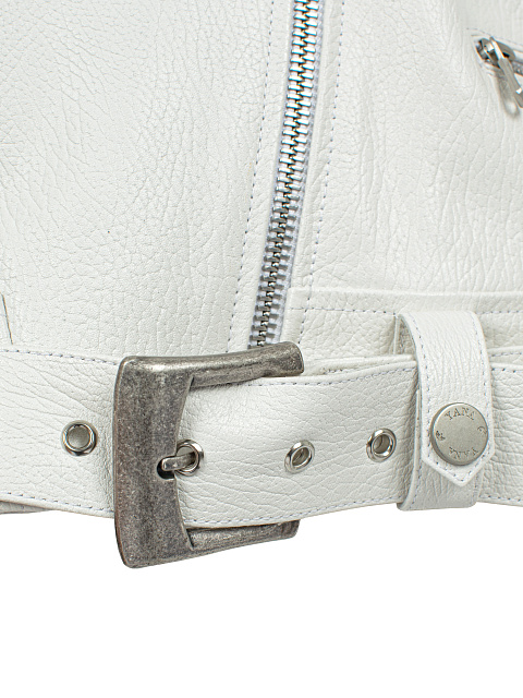 White Studded Leather & Shearling Vest, 4